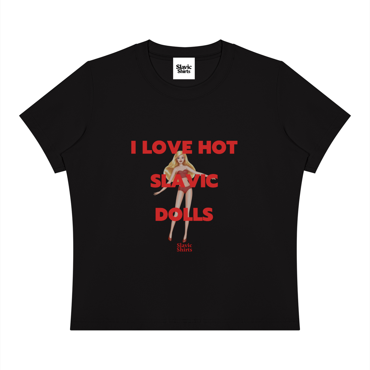 I Love Hot Slavic Dolls Baby Tee – Black